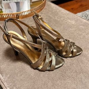 Nine West Pewter gold heeled sandals